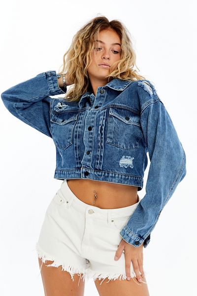 CHOS7N Women's Denim Jacket Oversize Bomber Niche Design Originality Suitable for Daily Wear Stylish Coats Crop Denim Jacket