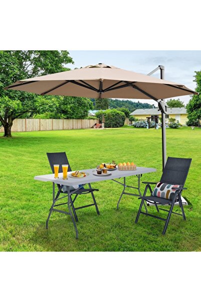 Arham Stainless Steel Arham Heavy-Duty Folding Picnic Table 180x70x74cm, Portable Outdoor Camping BBQ Table, White