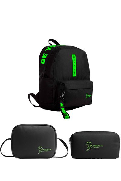 louisiana polo School Set – Bag + Thermal Nutrition + Pen Holder Green 1140