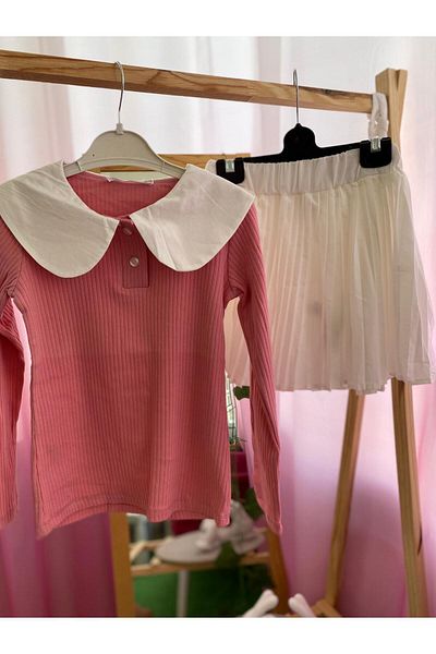 OEM Girl's Long Sleeve Knitwear Baby Collar Set