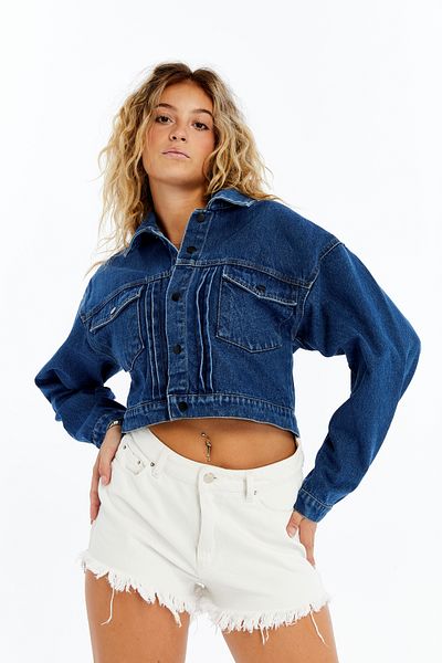 CHOS7N Women's Denim Jacket Oversize Bomber Niche Design Originality Suitable for Daily Wear Stylish Coats Crop Denim Jacket