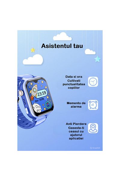 Smart Vibe MiniWATCH® eKiD10 - Smartwatch pentru Copii 4G Apel Video, Localizare Gps, Cartela SIM, Blue