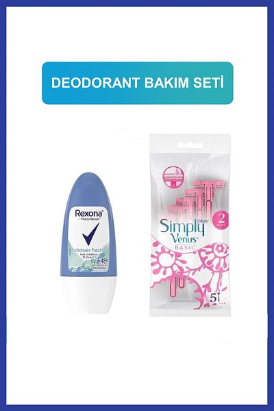 Gillette Venus Simply Venus 2 Basic 5-Piece Women's Razor & Superior Protection Women's Roll on Deodorant Shower Fresh