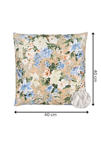 Boema Home Deco Set 2 perne cu pene de gâscă și puf, 40x40 cm, Boema Home, Flori albastre