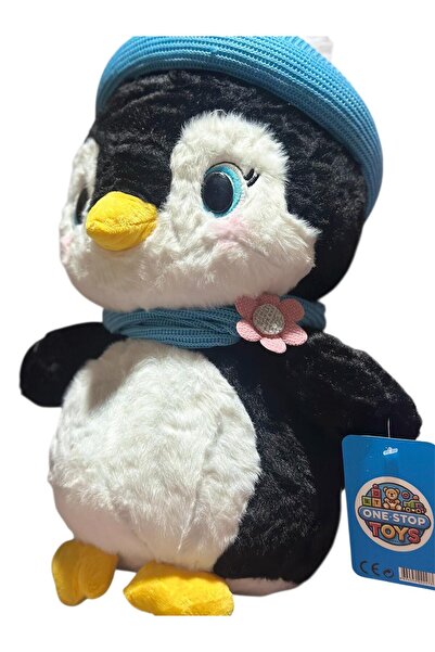 onestophub Peluş Penguen Oyuncak Bere & Atkılı Sevimli Ayıcık 45 Cm
