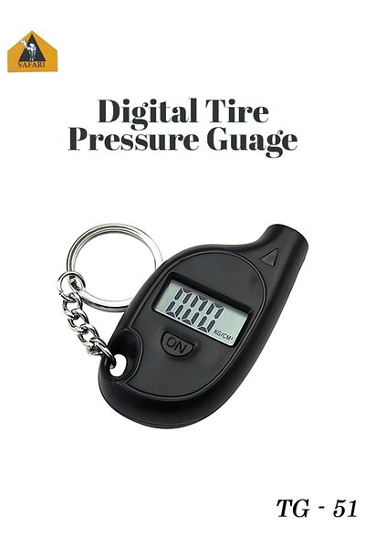 Safari TG-51 Digital Tire Pressure Gauge with LCD Display and Key Ring – Compact and Handy