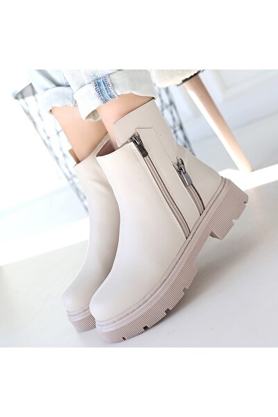 Zerenyus Μπότες Menta Premium Beige με αξεσουάρ με φερμουάρ