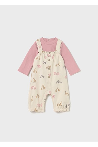 MAYORAL Newborn Kız Bebek Baskılı Tulum Takımı Pembe