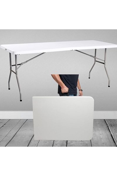 SKY TOUCH SKY-TOUCH Lightweight Folding Trestle Table, 180x75x75cm, Heavy-Duty Plastic Picnic and Camping Tabl