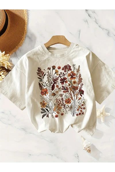 vikitekno Oversize Bush Flower Design Women's T-Shirt