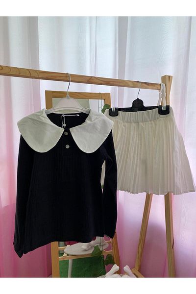 OEM Girl's Long Sleeve Knitwear Baby Collar Set