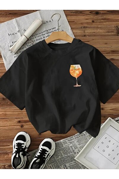 vikitekno Γυναικείο μπλουζάκι με σχέδιο κύλικας Aperol Spritz oversized