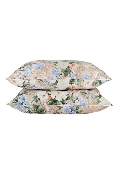 Boema Home Deco Set 2 perne cu puf si pana de gasca, nivel de fermitate ridicat, 1500 g, 50x70 cm, Flori Albastre, B
