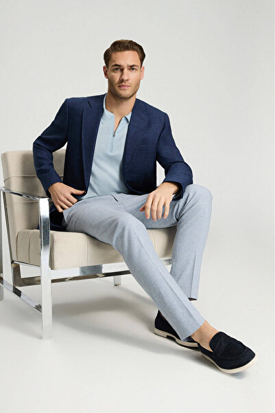 Hemington Linen-Silk Blend Navy Blue Summer Blazer Jacket