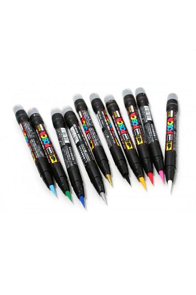 POSCA Marker cu vopsea, varf tip pensula, efect acuarela, suprafete multiple Albastru
