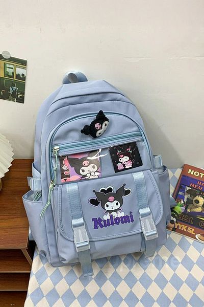 Karakedi Blue Kuromi Plush School Backpack with Pockets