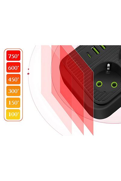 zola Prelungitor 3 prize, 4 porturi USB + 1 Type-C, cablu 2 m, buton on/off, multifunctional