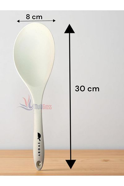 Multiamo Heat Resistant Silicone Colander Ladle Spatula Spoon Tongs Set (30-28-22-20 cm) 8 Pieces