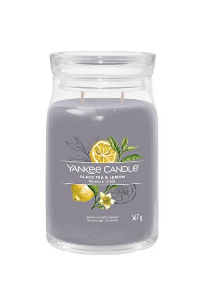Yankee Candle Scented Candle, Signature Black Tea & Lemon, 567g