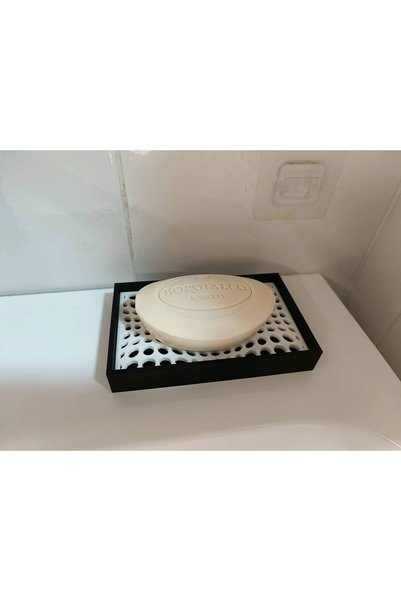 Decorstation حامل صابون مربع مزخرف للمطبخ والحمام مع مصفاة