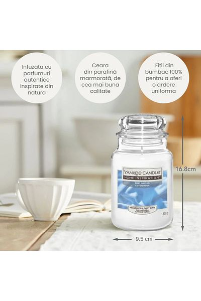 Yankee Candle Lumanare Parfumata Borcan Mare, Soft Cotton, 538gr.