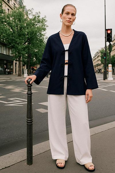 HAKKE Bow Detail Cardigan