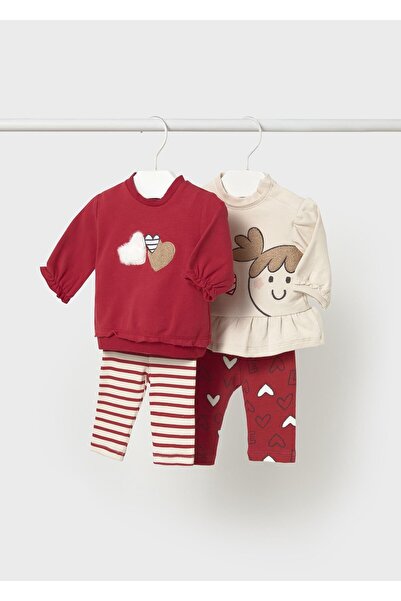 MAYORAL Newborn Kız Bebek Tayt Takım 4 Parçalı Kırmızı