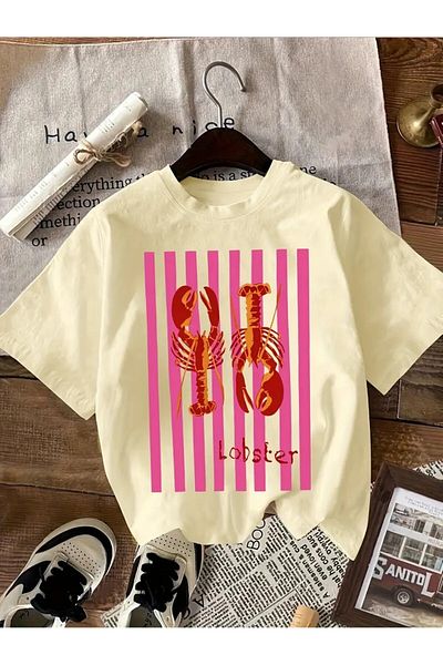 vikitekno Oversize Lobster Design Women's T-Shirt