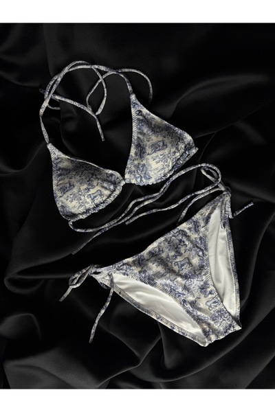 Butikshopik Butik Shopik Kadın Desenli İpli Bağlamalı Bikini Takımı