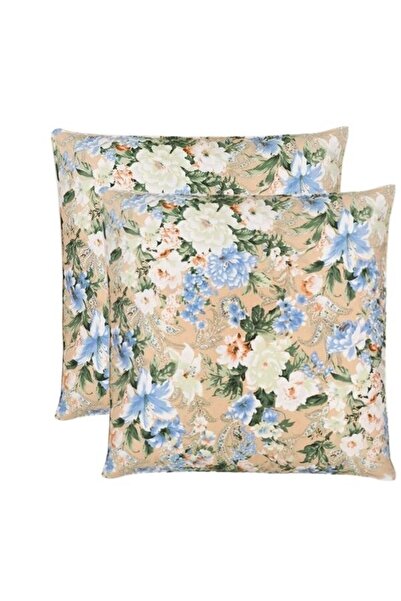 Boema Home Deco Set 2 perne cu pene de gâscă și puf, 40x40 cm, Boema Home, Flori albastre