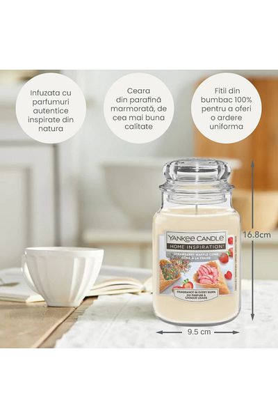 Yankee Candle Lumanare Parfumata Borcan Mare, Strawberry Waffle Cone, 538gr.