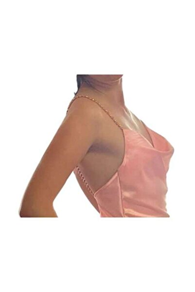 OEM Rochie Satin Peach IOSALI, cu bretele, S