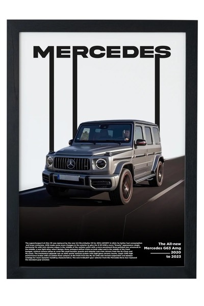 gxe.art Mercedes Benz G63 AMG Siyah Çerçeveli Tablo Poster