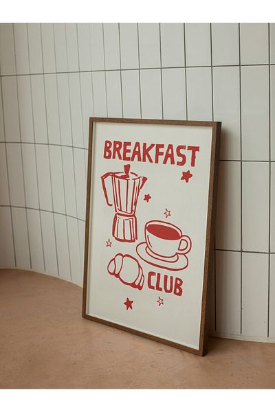 studio duha „Breakfast Club”-Poster cu ilustrație scrisă a clubului de mic dejun - Decor de bucătărie modernă Pictură fără încadrare