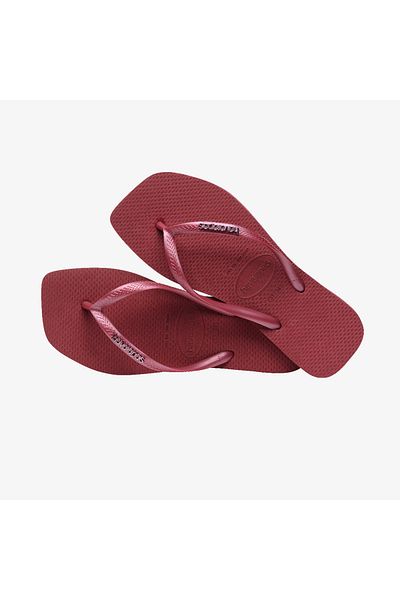 Havaianas Тънък квадратен метален лого дамски бордови чехли