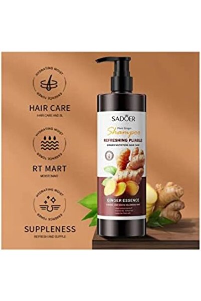 SADOER Ginger Shampoo and Hair Mask, Refreshing and Anti-Hair Loss, Anti-Dandruff, 500ml