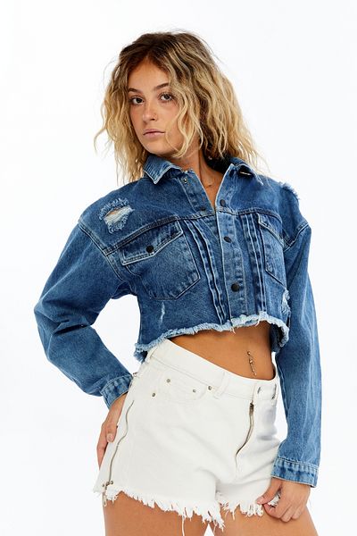 CHOS7N Women's Denim Jacket Oversize Bomber Niche Design Originality Suitable for Daily Wear Stylish Coats Crop Denim Jacket