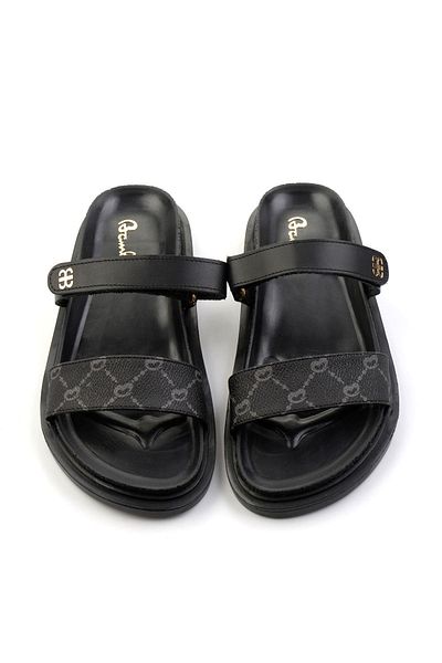 Bambi Black Leather Women's Slippers K04666014003