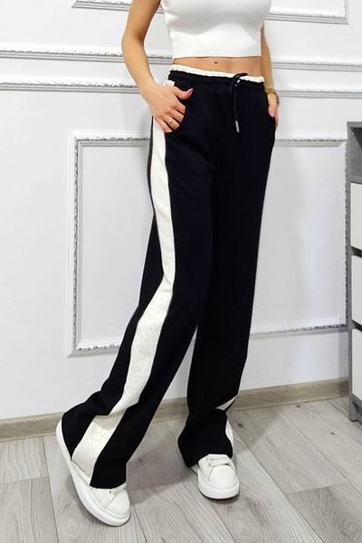 FashionForYou ALFA OISO casual animal print pants, wide leg cut and drawstring waist, Black, XL