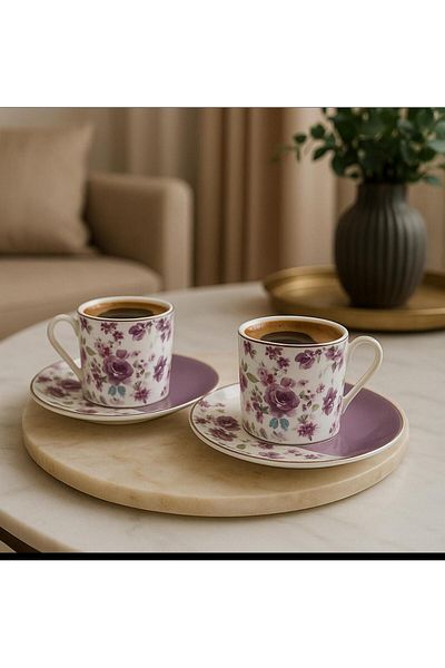 decovien طقم فناجين قهوة بورسلين مكون من قطعتين
