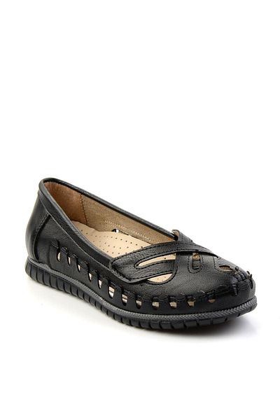 Bambi Black Leather Women's Ballerinas K01140005103