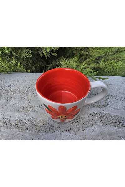 MOSHOME Embossed Flower Pattern Handmade Mug, Tea and Coffee Cup