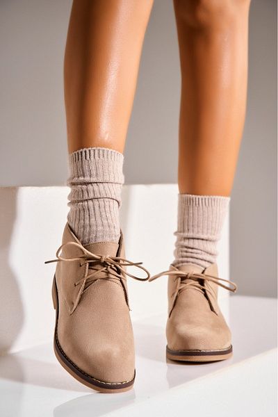 Joana Women's Khaki Fur-lined Boots Made of Eco-Suede Leather Brylin