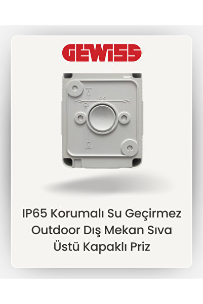 Gewiss IP65 Korumalı Su Geçirmez Outdoor Dış Mekan Sıva Üstü Kapaklı Priz