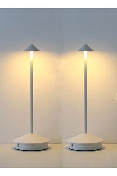 Taimi Pack Of 2 Wireless Touch Dimmable, Battery Operated, Rechargeable 1500mAh, 3-Color LED,WHITE