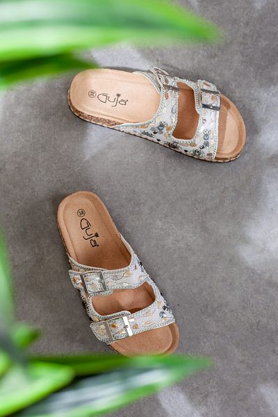 Adım Adım Women's Double Buckle Extra Comfortable Stone Slippers