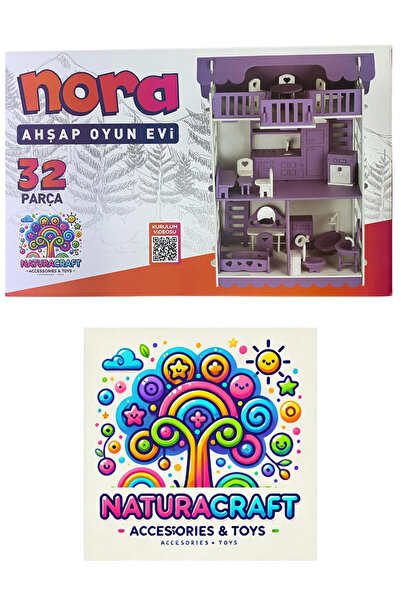 NATURACRAFT Nora Ahşap Oyun Evi 32 Parça Açık Pembe