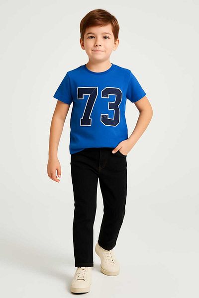 elfanto kıds Men's Gabardine Pants and Cotton Printed T-Shirt
