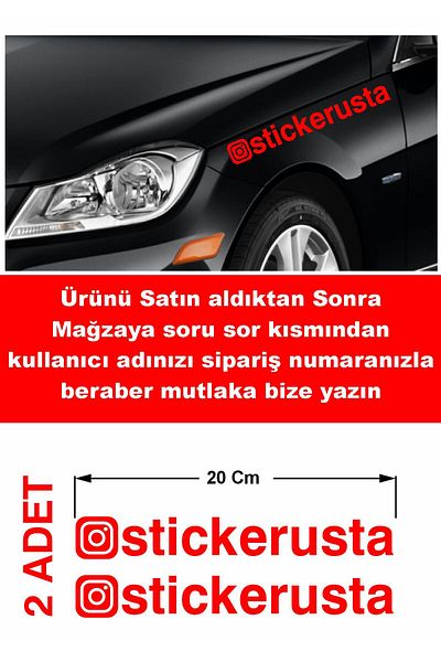 stickerusta (2 Pieces) Instagram Username Sticker - Instagram Sticker - Instagram Logo Sticker - 20cm