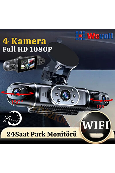 Wevolt MB-5900-1 YENİ PREMİUM 4 KAMERALI FULL HD 1080 P GENİŞ AÇI ARAÇ KAYIT KAMERASI